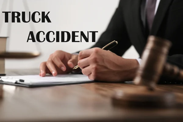 A Columbia truck accident lawyer works on a legal case.
