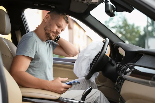 An injured man needs a car accident attorney after a collision.