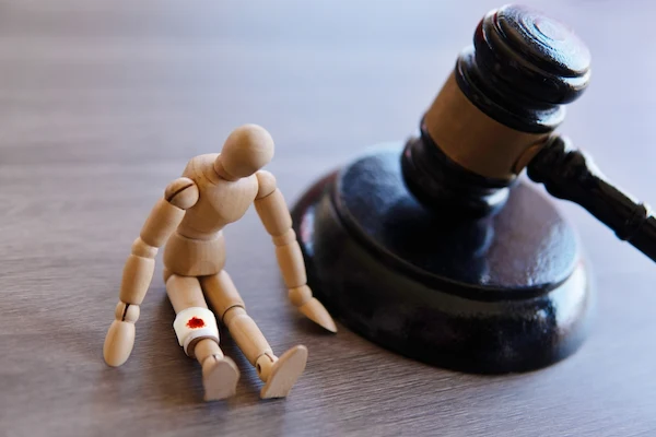 A wooden doll and judge gavel represent a personal injury case in Georgia.